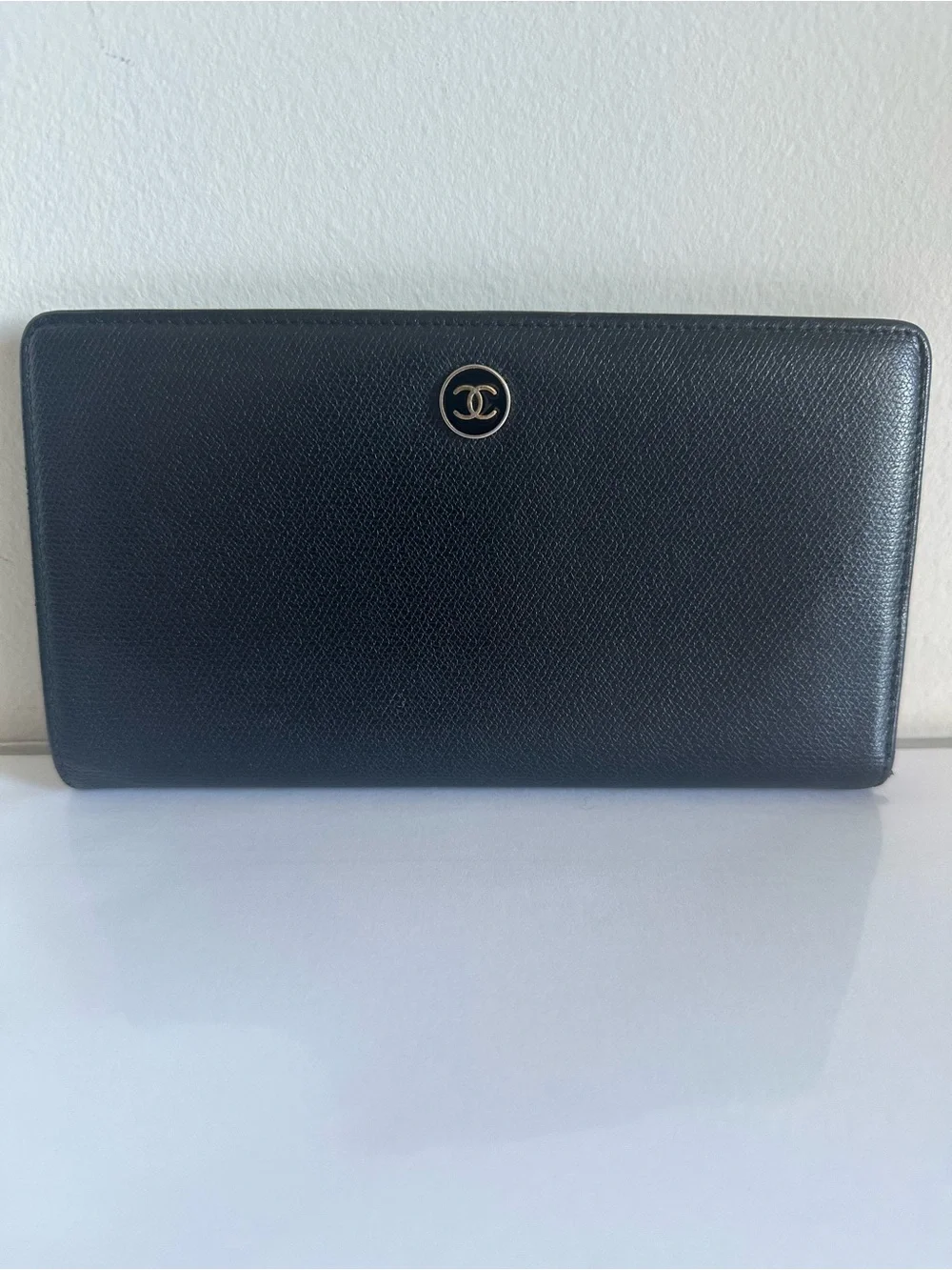 CHANEL Vintage 9-Series Black Caviar Leather CC Long Bifold Wallet